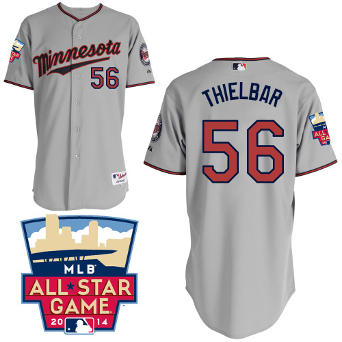 Caleb Thielbar #56 MLB Jersey-Minnesota Twins Men's Authentic 2014 ALL Star Road Gray Cool Base Baseball Jersey